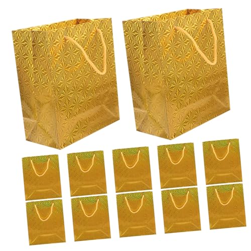 Cabilock 12 Stück Papiertüten Papiertüten Silberne Tüten Mit Griffen Aufbewahrungsbeutel Behälter Verpackungstüten Für Dekorative Handtüten Tüten Für Goldfarben von Cabilock