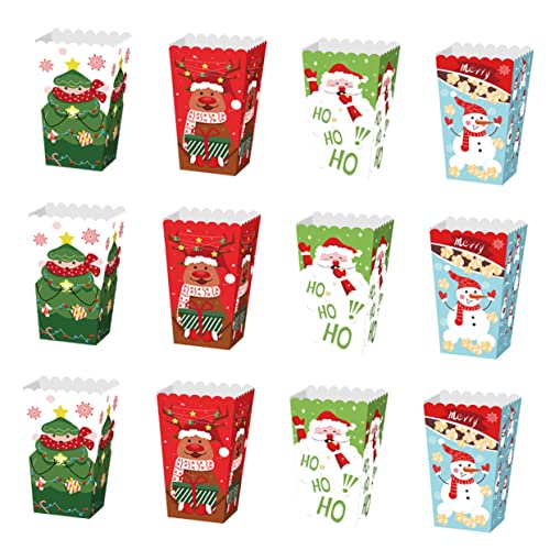 Cabilock 12er Boxen Popcorn-Box Weihnachten Popcorn Boxen Weihnachts-Popcorn-behälter Weihnachts-leckerli-Boxen Süßigkeiten Candy Tüten Popcorn-partytüten Brotdose Kind Papier von Cabilock