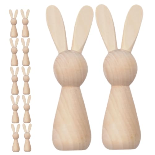 Cabilock 12st Hasenschmuck Aus Holz Osterkaninchen Aus Holz Osterhase Aus Holz Ostern-Kaninchen-Ornament Hasenornament Aus Holz Unfertiger Holzhase DIY-osterhandwerk Aus Holz Beige Hölzern von Cabilock