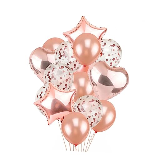 Cabilock 14 Stück Roségoldene Konfetti Luftballons Klare Und Ballons Mit Goldglitzer Herz Und Sternform Ideal Für Hochzeiten Geburtstagsfeiern Partydekoration Und von Cabilock