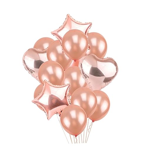 Cabilock 14 Teiliges Rosé Balloon Set Kreative Dekoration Für Geburtstagsfeiern Und Feste Stern Folienballon Herz Folienballon Runde Latexballons von Cabilock