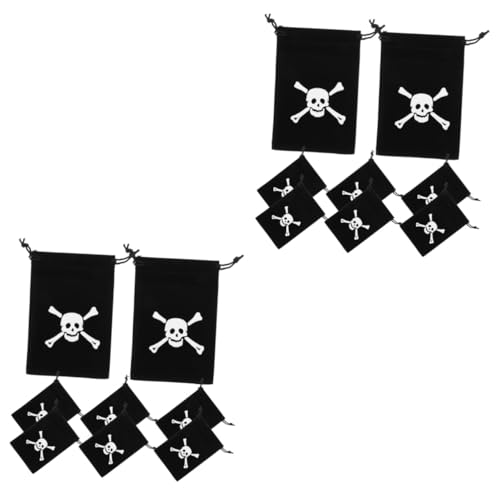 Cabilock 16 Stk Piratenbeutel Mit Kordelzug Piraten-beutetaschen Taschen Für Piratenpartys Piratentasche Schatzbeutel Der Piraten Schokoladenverpackungsbeutel Halloween-partytüten Stoff von Cabilock