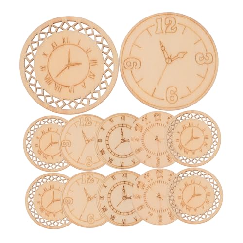 Cabilock 16St Holzuhrdekoration uhr DIY dekoration Zifferblatt leer Austausch des Zifferblatts Holz Uhr Dekoration Kreative Holz Handwerke Holzscheiben DIY Malspielzeug hölzern Beige von Cabilock