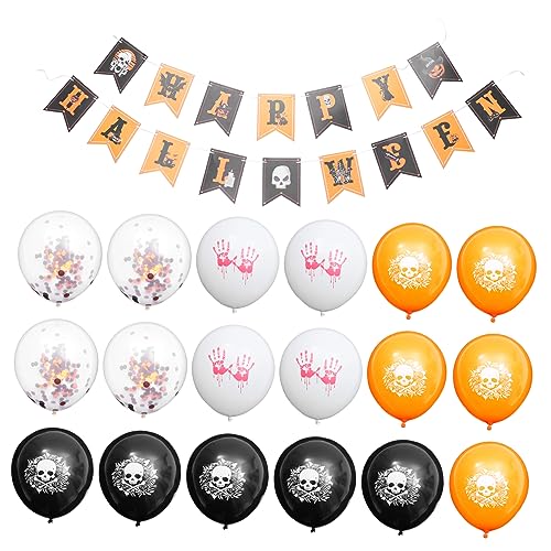 Cabilock 19 Stück Halloween Pull Flag Halloween Banner Ballonsäule Leichte Party Gruselige Dekoration Spukhaus Lange Ballons Leuchtballons Dekorative Ballons Nachtpapier von Cabilock