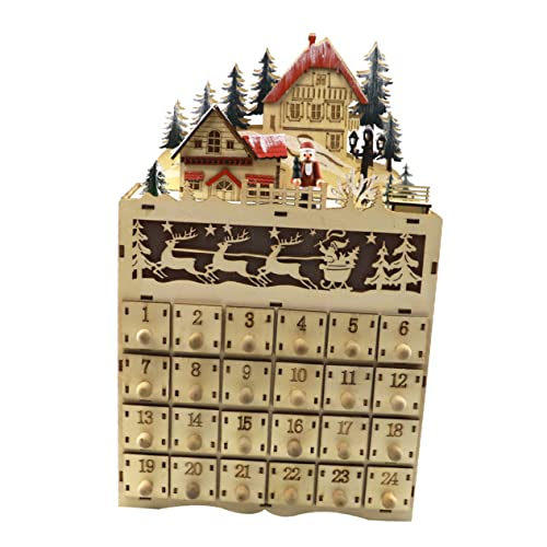 Cabilock 1Pc Weihnachtskalender Ornamente Kalender Weihnachtsbaum Baubles Pavillon Lampftisch Kalender Advent Kalender Weihnachtsdekorationen Weihnachtsschmuck Hängende Lichter Holz von Cabilock