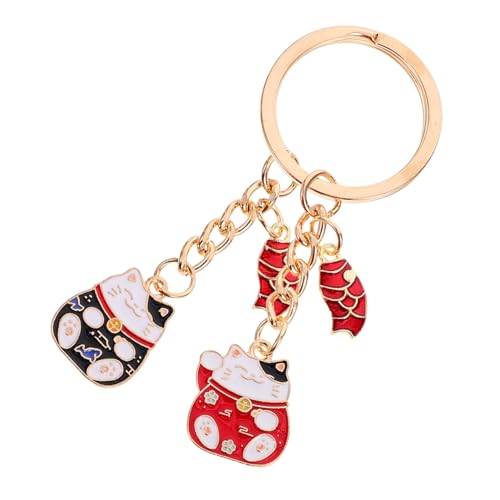 Cabilock 1Set Keychain Feng Shui Katzenanhänger Glück Wolzenkatze Anhänger Bag Charms Car Schlüsselhalter Japanische Katzen Katze Hanging Ornament Cat Key Halter Zinklegierung 2Pcs von Cabilock