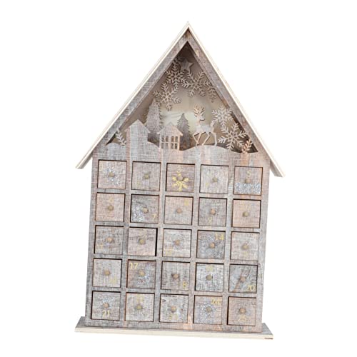 Cabilock 1Stk Dekorative Lichter Weihnachtsschmuck Ornamente Rätsel Advent Puzzle countdown kalender countdown calender leuchtende Desktop-Dekoration Weihnachtstischverzierung hölzern Beige von Cabilock