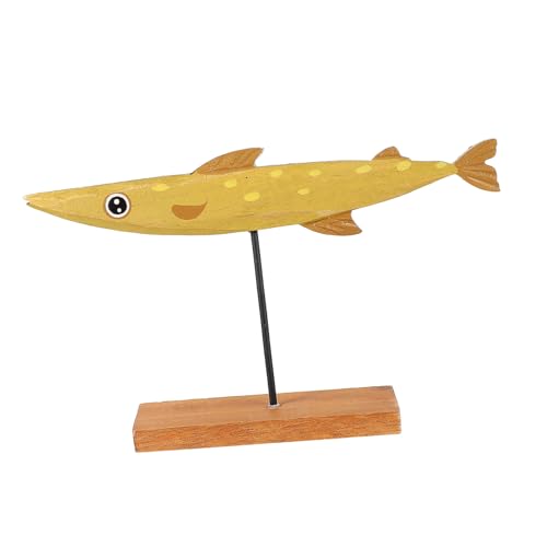 Cabilock 1Stk Fischverzierung nautisches Strandschild für Untersetzer Strandhaus Krabbe Party Wohnzimmer Dekoration Living Room Decoration Desktop-Ornament Dekoration aus Holz Yellow von Cabilock