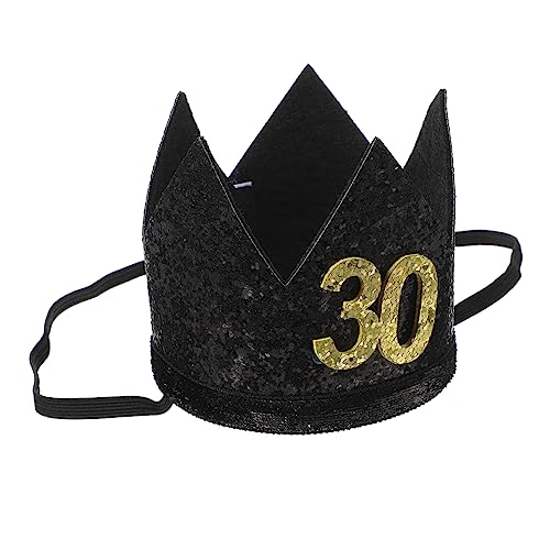 Cabilock 1Stk Krone Geburtstagshut alles zum geburtstag 30. tiara geburtstag kopfschmuck 40 geburtstag hut birthday crown geburtstagskrone Geburtstagskappe schöner Partyhut Vlies Black von Cabilock