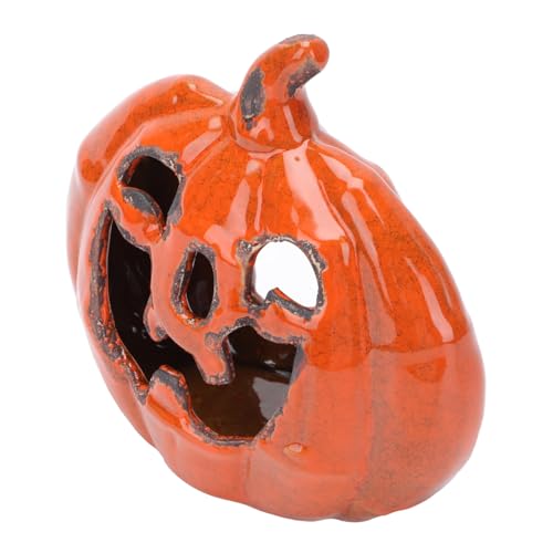 Cabilock 1Stk Leuchter Halloween kürbis Halloween Pumpkin Halloween Party Dekoration kerzendochte Candle Liner Kerzenbehälter schöner Kürbiskerzenhalter Halloween-Kerzenständer Keramik rot von Cabilock