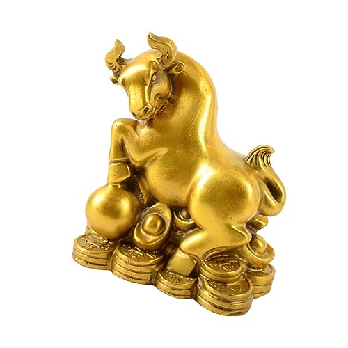 Cabilock 1stk Kupfer-stier-Ornament Cool Thematisiert Rinderförmiges Figur Dekorleben Hund Neuheit Fisch Retro-kuhstatue Zubehör Im Freien Dinge Seepferdchen Golden von Cabilock