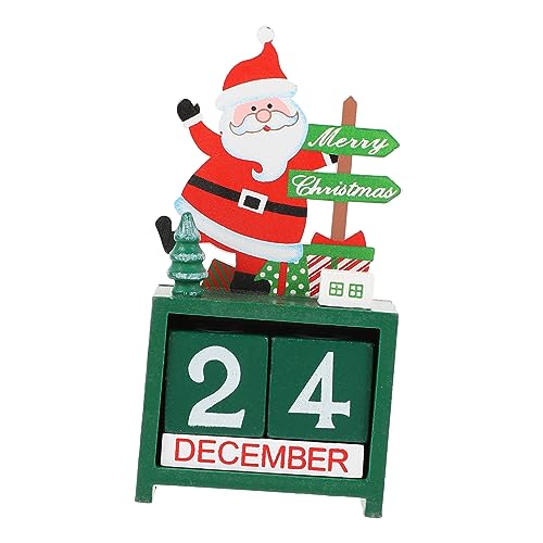 Cabilock 1stk Weihnachtskalender Aus Holz Weihnachtsdekor-kalender Weihnachtsmann-dekoration Dezember Zahl Datumsblöcke Tischschreibtisch Weihnachtsmannfigur Die Büroeinrichtung Green von Cabilock