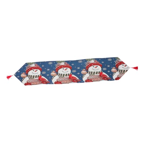 Cabilock 1stk Weihnachtstischläufer Schneemann Tischläufer Winter Dekorationen Weihnachtstischdecke Weihnachten Tischtuch Tuch Für Tisch Blue Polyester Baumwolle von Cabilock