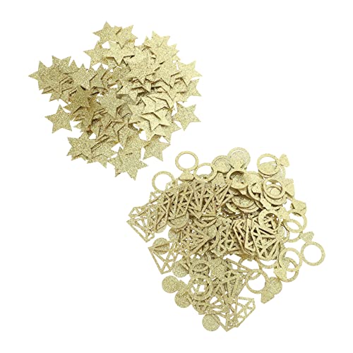 Cabilock 2 Packungen Pentagramm Konfetti Diamantringe Kronenschmuck Tischkonfetti Dekor Konfetti Auf Dem Hochzeitstisch Hochzeit Pailletten Konfetti Sternentisch Goldglitter Papier Golden von Cabilock