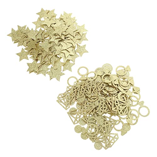 Cabilock 2 Packungen Pentagramm Konfetti Sterne-Party-Dekorationen Diamantring Konfetti Liebesring hochzeitsdeko wedding decoration Konfetti- für die Hochzeit Goldenes Konfetti Papier von Cabilock