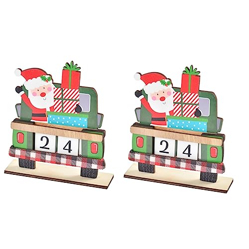 Cabilock 2 Sätze Countdown Bis Weihnachten Krippendekor Weihnachtstischkalender Weihnachts-countdown-dekoration Countdown-kalender Für Weihnachten Weihnachtliche Wohnkultur Rot Holz von Cabilock