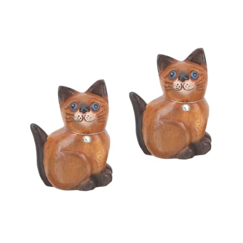 Cabilock 2 Stück Aus Holz Geschnitzte Katzenfiguren Katzen Cupcake Topper Mikro Landschaftsornamente Katzenbaum Dekoration Katzenstatue Mini Katzenfiguren Spielzeug Kinderzimmer von Cabilock