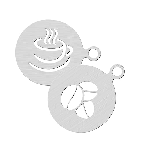 Cabilock 2 Stück Kaffee Pull Muster Kaffee Kunst Vorlagen Kaffee DIY Zubehör Ramadan Mubarak Cupcake Schablone Kuchen Schablonen Kaffee Spray Schablonen Buchstabenformen Edelstahl von Cabilock