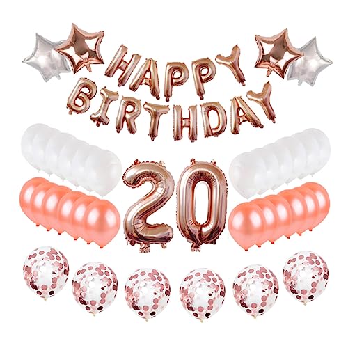 Cabilock 20 Jahre Alte Geburtstagsballons Set Roségold Folienballons Und Happy Birthday Luftballons Für Festliche Deko Ideal Für Geburtstagsfeiern Und Besondere Anlässe von Cabilock