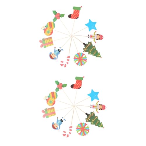 Cabilock 20 Stk weihnachtskuchen topper Weihnachtsdekoration Cupcakes Krippendekor weihnachtsparty accessoires christmas cake decoration Weihnachtskuchendekorationen Cupcake-Topper Hölzern von Cabilock