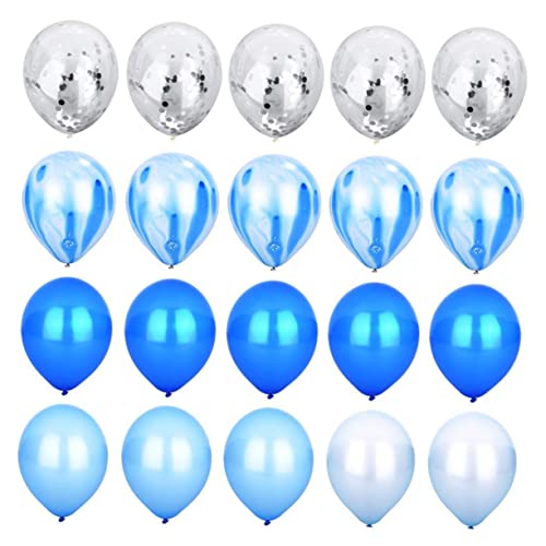 Cabilock 20-teiliges Set Latexballon Hellblaue Luftballons Metallische Blaue Luftballons Folienballons Luftballons Für Winterpartys Pailletten-partyballons Paillettenballons Blue Emulsion von Cabilock