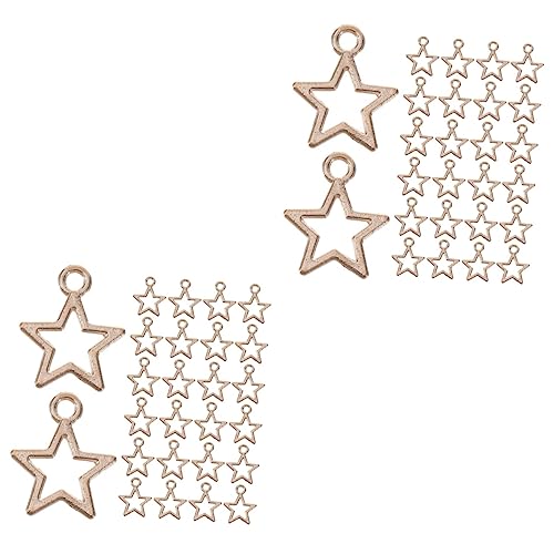 Cabilock 200 STK Pentagramm Kleiner Anhänger Sternkettenanhänger Goldene Charm-armbänder Schmuck DIY Zubehör Anhänger Zur Schmuckherstellung Hohle Sternanhänger Schmuckzubehör Legierung von Cabilock