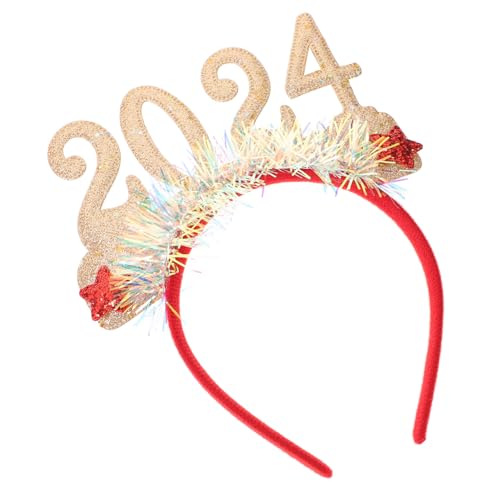 Cabilock 2024 neues jahr stirnband Hörner Stirnband für die Silvesterparty Bands fasching kopfbedeckung fasching kopfschmuck Silvester-Party-Haarband Zubehör für Partykostüme Plastik Golden von Cabilock