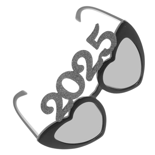 Cabilock 2025 Gläser Lustige Brille Trendige Brille Festival thema herz Foto-Requisiten für das neue Jahr Neujahrs-Sonnenbrille lustige Tanzbrille Foto Requisiten Partybrille Stk Silver von Cabilock