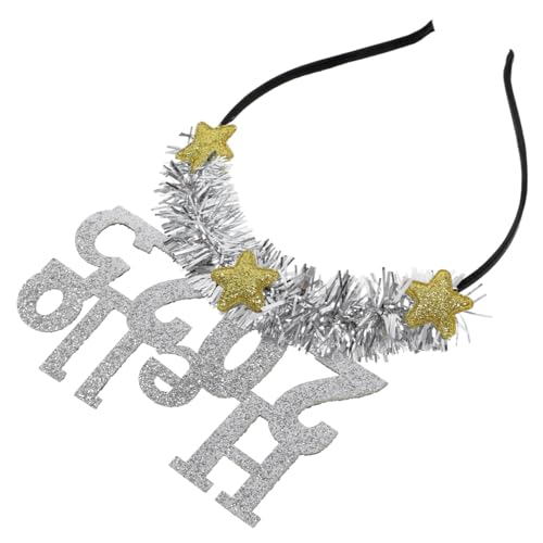 Cabilock 2025 Silvester Haarreifen Weihnachtsfeiergeschenke Glitzerndes Neujahrs Haarband Neujahrs Haarreifen Neujahrsparty Haarreifen Silvester Stirnband Glitzerndes Stern Stirnband von Cabilock