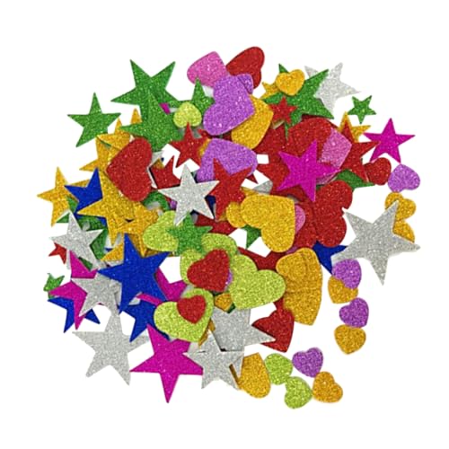 Cabilock 230 Stück Glitzersterne Schaumherzformen Handwerk Ornament Aufkleber Grußkartenaufkleber Herzaufkleber Aus Glitzerschaum Geometrie-aufkleber Diy-scrapbooking-aufkleber von Cabilock