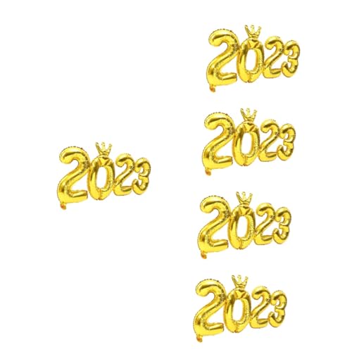 Cabilock 25 Sätze 2023 Kronenballon 2023 Zahlenzeichen 2023 Neujahrsballons Goldene Zahlenballons Nummernballons Für Kinder Ringballon Glückwunschballons Goldene Luftballons Aluminiumfolie von Cabilock