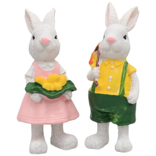 Cabilock 2St Kaninchen dekorative Ornamente Bausatz Hase Plüsch Animal Figures Easter Bunny Bunny-Dekoration tortendeko Einschulung Kaninchen-Desktop-Dekoration Ostern tierdekor Harz von Cabilock