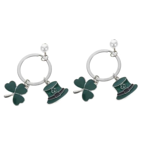 Cabilock 2St Schlüsselanhänger shamrock paket schenken schlüsselarmband schlüsselkette selig Taste- Ringe Lanyard Patricks Geschenkfüller für Partytüten Rucksack-Anhänger Legierung Green von Cabilock