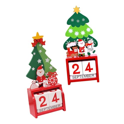 Cabilock Kalender 2 Stücke Holz Advent Kalender Jungen und Mädchen Weihnachten Desktop Ornament Weihnachten Dekorationen für Zu Hause von Cabilock