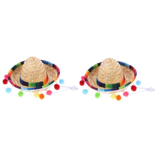 Cabilock 2St kleiner Hut karnevals kappe karnevalsmütze mexikanischer hut Bunter Hut mexiko hut spanischer Strohhut Mexiko Partyhut Hut im mexikanischen Stil Sombrero-Hüte klein Polyester von Cabilock