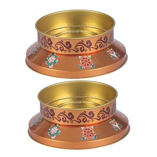 Cabilock 2st Ghee-Eimer-kerzenbasis Tischdekoration Für Die Hochzeit Duftkerze Deepawali Lichter Schwimmende Kerzen Led Kerzenwachs Diwali-öllampendekoration Grüne Kerzen Legierung Golden von Cabilock