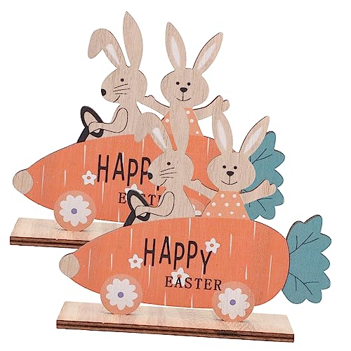 Cabilock Holz Bunny Ornament Ostern 2pcs Kunst Tisch Zeichen Ostern Dekorationen Für Home Office von Cabilock