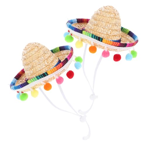 Cabilock 2st Kleiner Hut Rave-hut Partyhüte Dummer Hut Rot-weiß-blauer Hut Doofer Hut Sombrero-partyhüte Fiesta-partyhut Spanische Bommelmütze Sombrero-hüte Klein Polyester von Cabilock