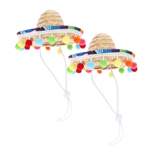 Cabilock 2st Kleiner Hut Sombrero-partyhüte Mexikanische Hüte Für Party Sombrero-hüte Klein Mexikanische Partyhüte Spanische Bommelmütze Karnevalshut Kleiner Sommerhut Polyester von Cabilock