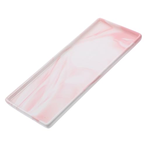 Cabilock 2st Marmortablett Spülbecken Eitelkeiten Für Make-up Schminktisch Rechteck Schwammhalter Für Waschbecken Schreibtischablage Seifenschwammhalter Bad Rosa Keramikplatte Kosmetik von Cabilock