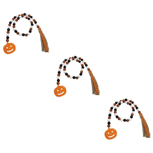 Cabilock 3 STK Halloween-Holzperlenkette Halloween atmosphäre Halloween Halloween Ornament hausdeko Abstandshalter Baum Sieb Halloween-Holzperlengirlande Girlande aus Holzperlen von Cabilock