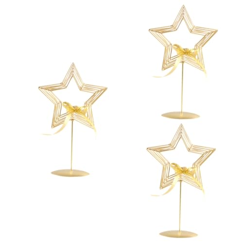 Cabilock 3 STK Kerzenhalter Lampe Stern aus Papier Grußkartenständer Laternen Batteriekerzen flackern hochzeitsdeko hochzeitsdeco Candle Liner Desktop-Ornament Kerzenständer Eisen Golden von Cabilock