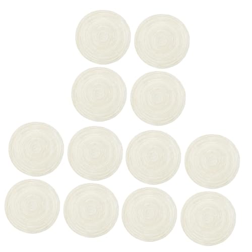 Cabilock 3 Sätze Cup-isolierkissen Besteck Matte Für Tisch Makramee Kerl Tischuntersetzer Untersetzer Schallplatten Tischdeko Tassenunterlage Rundes Tischset Baumwollgarn Beige 4 Stück * 3 von Cabilock