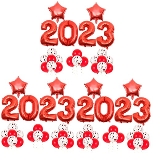 Cabilock 3 Sets 2023 Aluminiumfolienballon 2023 Ballon Neujahr Partyzubehör Frohes Neues Jahr Ballongirlande Dekor Ballons Für Party Nummer Heliumballon Babyballons Rote Emulsion von Cabilock