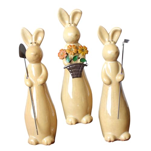 Cabilock 3 Stück Hasen Ornament Ostern Tischdekoration Frühlingskaninchen Hase Gartendekoration Hasenfigur Dekoration Hasenfiguren Kleines Häschen Schreibtischspielzeug von Cabilock