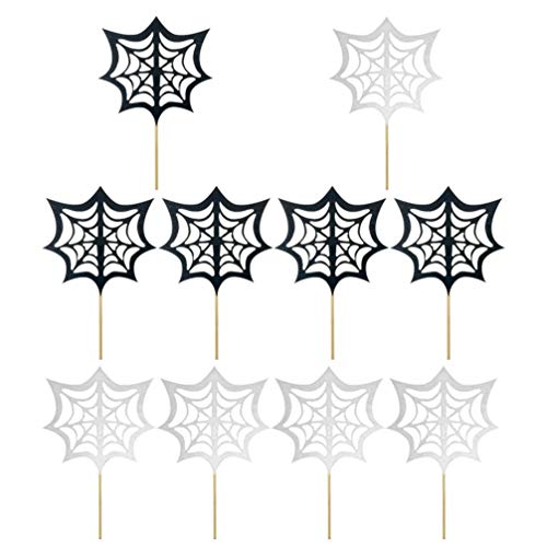 30Stück Halloween Cupcake Topper Halloween Spinnennetz Kuchendeko Fruit Picks Zahnstocher Markierungsfahnen Marker für Halloween Party Kuchen Essen Käseplatte Vorspeisen Dekor von Cabilock