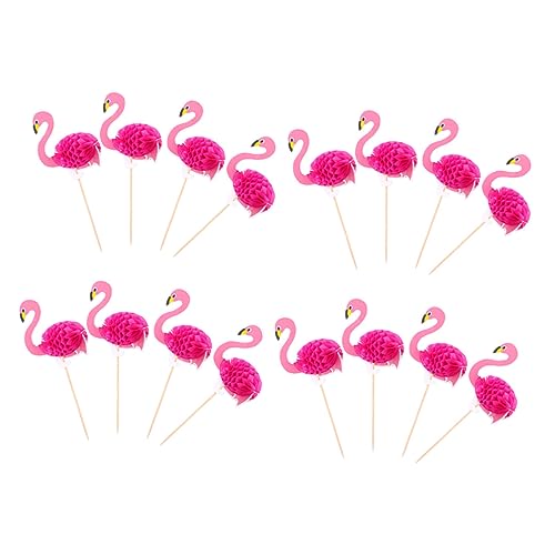 Cabilock 30st Flamingo-kuchen-einsatz Flamingos Luau-cocktail-picks Funkelnd Cocktail-kuchen-picks Flamingo-kuchendekorationen Kuchenkugeln Dekoration Obstkuchen Girlande Holz Rosy von Cabilock