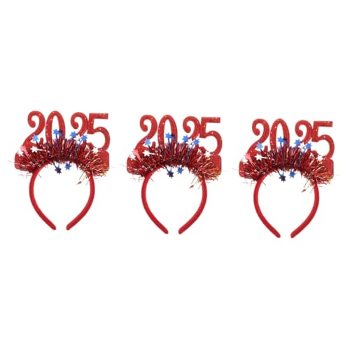 Cabilock 3St 2025 Stirnband Abschluss-Stirnband 2025 Silvester Partyhut Jahrgang 2024 rotes stirnband Stirnbänder Stirnband für Erwachsene Valentinstag Stirnband Haarreifen Plastik von Cabilock