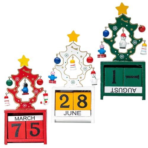 Cabilock 3St Kalender Schmuck Weihnachtskalender Unterlage kippen Weihnachten Urlaub Holzkalender kinderzimmerdeko weihmachtsbaumschmuck Weihnachtsbedarf Cartoon-Kalender hölzern Colorful von Cabilock