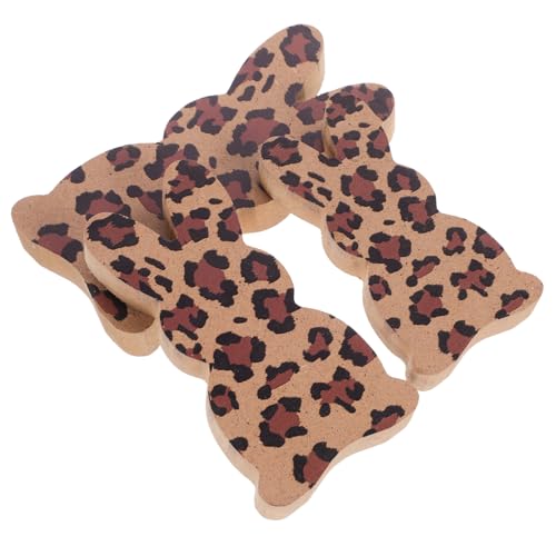 Cabilock 3St Kaninchen-Verzierung Hasenohren Stirnband Hase Plüsch Küken Hühnerspielzeug Einhorn-Aufkleber Hasenfiguren Bunny Ostern Tischschild Osterhasen-Zeichen MDF Leopard von Cabilock